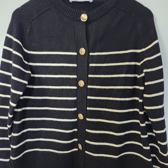 ZARA | Sailor-Striped Cardigan - Picture 5 of 11